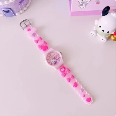 Sanrio Ceas de mână pentru copii cu model 3D Cinnamoro Hello Kitty Ceas cu quartz rezistent la apă Kuromi Cartoon Silicagel Ceas Cadou pentru copii