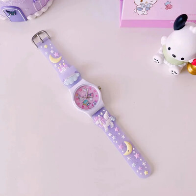 Sanrio Ceas de mână pentru copii cu model 3D Cinnamoro Hello Kitty Ceas cu quartz rezistent la apă Kuromi Cartoon Silicagel Ceas Cadou pentru copii