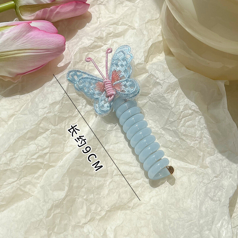 5 bucăți fluture cablu telefonic linie de păr legături drăguț bricolaj cablu de telefon pachet de păr elastice drepte coadă de cal Kawaii accesorii de păr