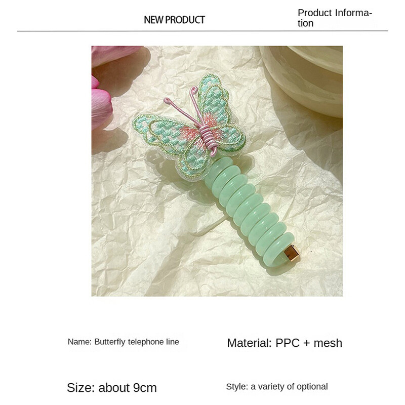 5 bucăți fluture cablu telefonic linie de păr legături drăguț bricolaj cablu de telefon pachet de păr elastice drepte coadă de cal Kawaii accesorii de păr