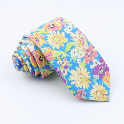 Cravată cu imprimeu floral nou-nouț pentru bărbați, femei, cravată subțire din bumbac, pentru nuntă, ocazional, cravate pentru bărbați, costume clasice, cravată cu flori