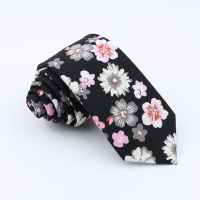 Cravată cu imprimeu floral nou-nouț pentru bărbați, femei, cravată subțire din bumbac, pentru nuntă, ocazional, cravate pentru bărbați, costume clasice, cravată cu flori