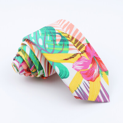 Cravată cu imprimeu floral nou-nouț pentru bărbați, femei, cravată subțire din bumbac, pentru nuntă, ocazional, cravate pentru bărbați, costume clasice, cravată cu flori