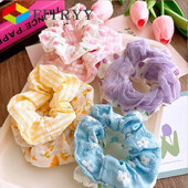 8 bucăți bentiță din țesătură cu flori colorate, benzi elastice de păr coreene pentru femei, fete, simple, florale, scrunchies, frânghie, accesorii de păr