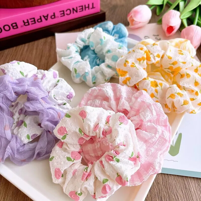 8 bucăți bentiță din țesătură cu flori colorate, benzi elastice de păr coreene pentru femei, fete, simple, florale, scrunchies, frânghie, accesorii de păr