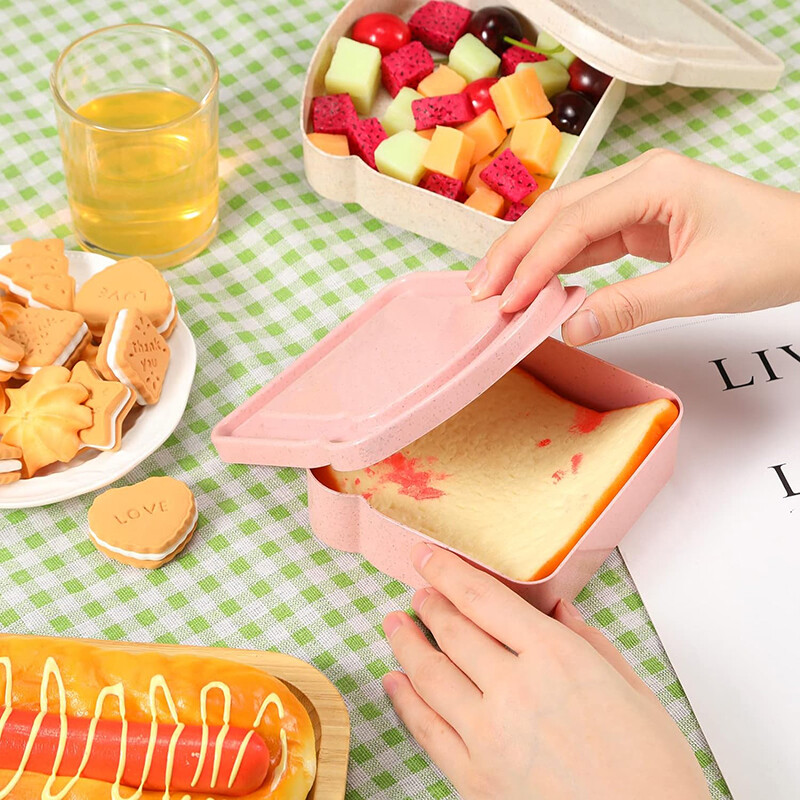 Sviestmaižu trauki Pusdienu kaste grauzdiņu uzglabāšanas kaste ar vāku Pārnēsājams pārtikas uzglabāšanas futrālis Atkārtoti lietojams mikroviļņu pusdienu kastes sviestmaižu futrālis