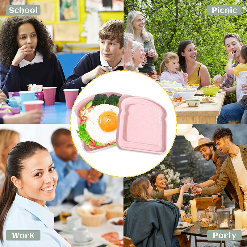 Sviestmaižu trauki Pusdienu kaste grauzdiņu uzglabāšanas kaste ar vāku Pārnēsājams pārtikas uzglabāšanas futrālis Atkārtoti lietojams mikroviļņu pusdienu kastes sviestmaižu futrālis