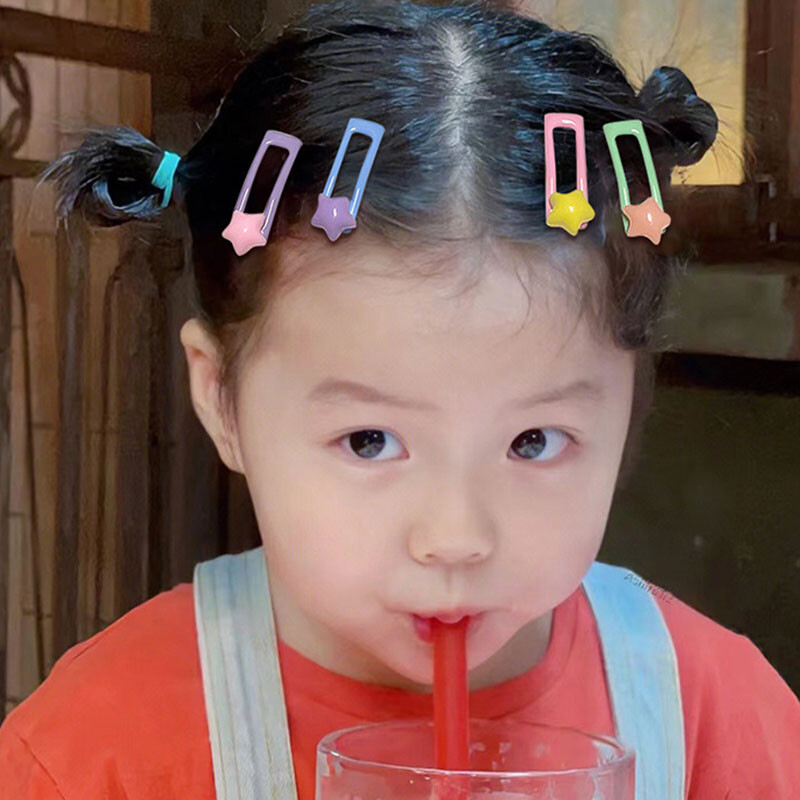 6 bucăți/set de agrafe de păr pentru copii, de culoare bomboană, agrafă BB cu stele, agrafe de dragoste, fără rău, agrafe de păr pentru copii, accesorii pentru copac pentru fete