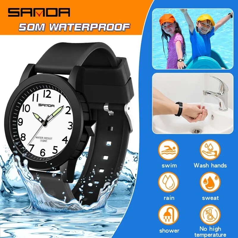 Sanda 3221 Ceasuri de lux pentru copii cuarț din silicon Sport rezistent la apă băiat fată ocazional ceas rezistent la șocuri Cadouri Ceas pentru copii Relojes