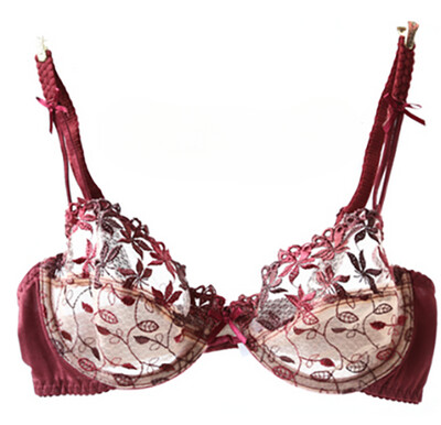 MOYISU Pure Desire Victoria Set sutien subțire Dantela plasă roșu Lenjerie sexuală frumoasă pe spate Susține cu sârmă Sutien transparent pentru femei