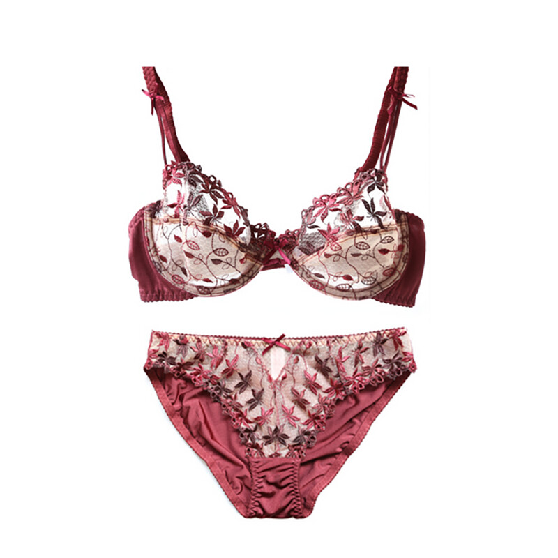 MOYISU Pure Desire Victoria Set sutien subțire Dantela plasă roșu Lenjerie sexuală frumoasă pe spate Susține cu sârmă Sutien transparent pentru femei