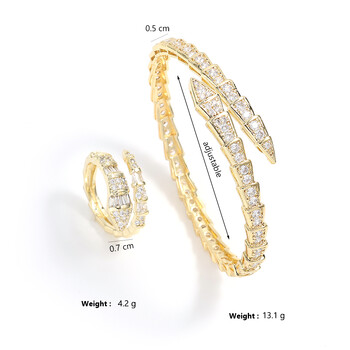 Yupsk Fashion Shiny Zircon Snake Bone Open Гривна Гривна Изящни дамски аксесоари за сватбени партита Подарък