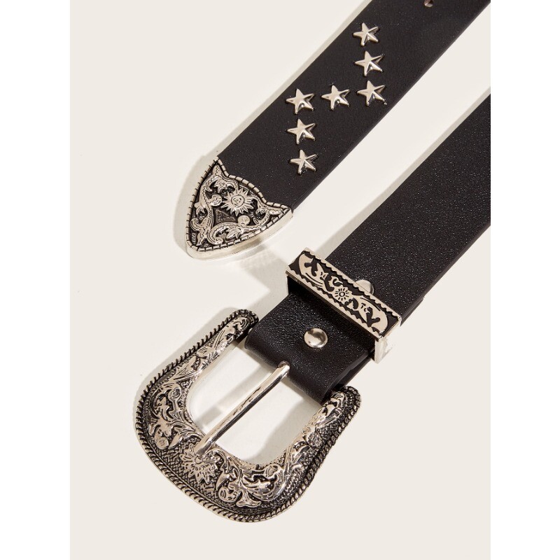 Zvaigžņu vītola radzēm moderna josta Moderna punk stila plata josta Daudzpusīga dekoratīva sieviešu džinsi Unisex josta