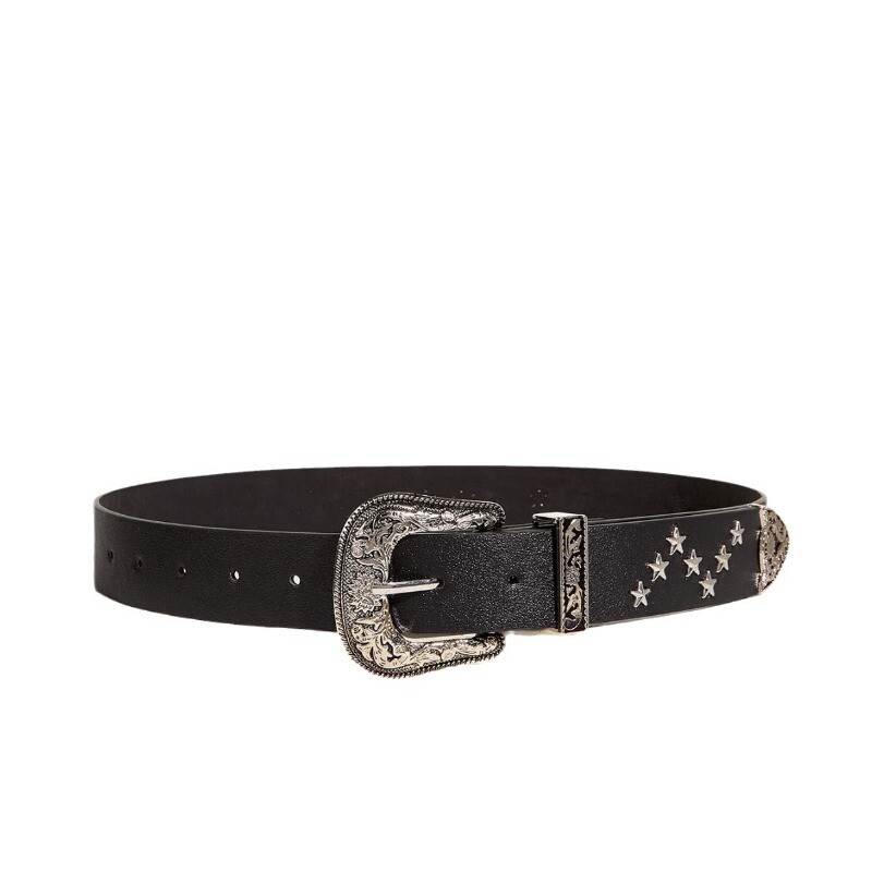 Zvaigžņu vītola radzēm moderna josta Moderna punk stila plata josta Daudzpusīga dekoratīva sieviešu džinsi Unisex josta