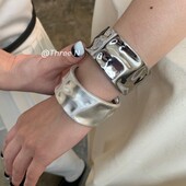 Nouă brățară creativă cu picături de apă lată, Declarație de modă, de culoare aurie, brățară deschisă, brățară estetică retro pentru femei, bijuterii