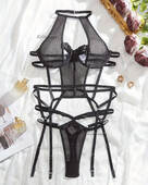 Set de lenjerie deschisă Bandaj cu dantelă transparentă Seturi exotice Lenjerie pentru femeie Set sutien din dantelă Set lenjerie sexy pentru femei