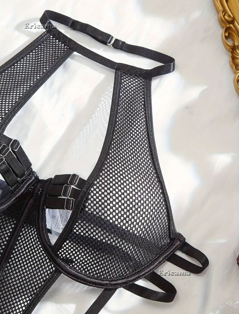 Set de lenjerie deschisă Bandaj cu dantelă transparentă Seturi exotice Lenjerie pentru femeie Set sutien din dantelă Set lenjerie sexy pentru femei