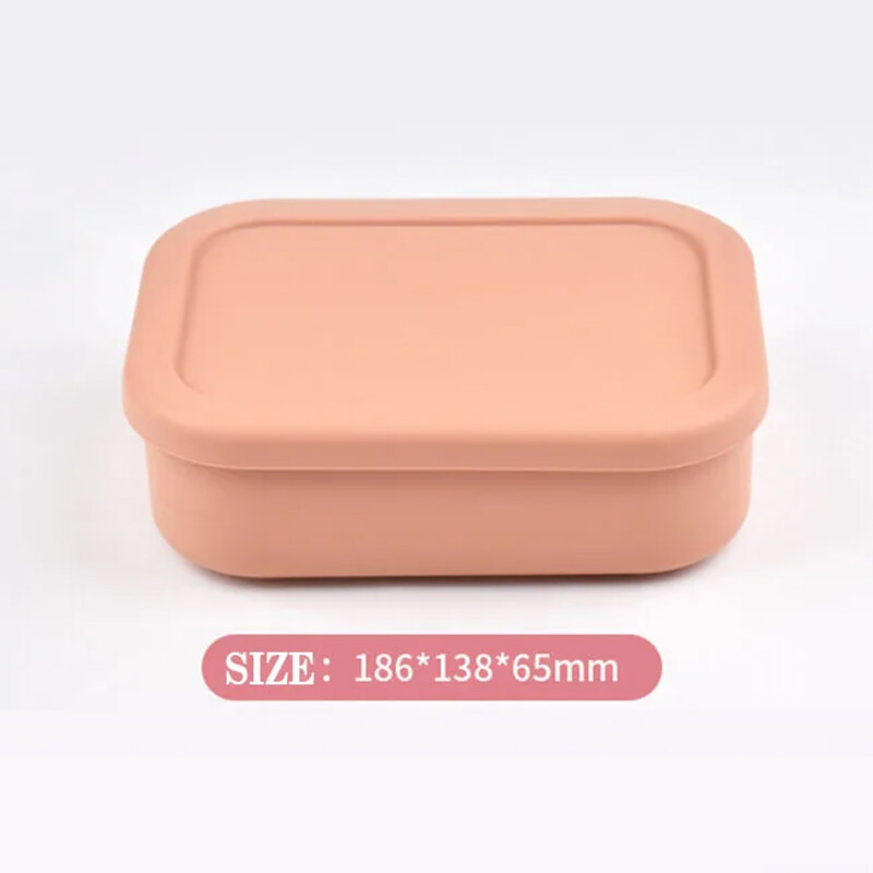 Cutie de mâncare pătrată cu 3 grile din silicon de calitate alimentară Cutie convenabilă pentru gustări cu fructe, bento sigilat rezistent la temperaturi înalte, cu capac