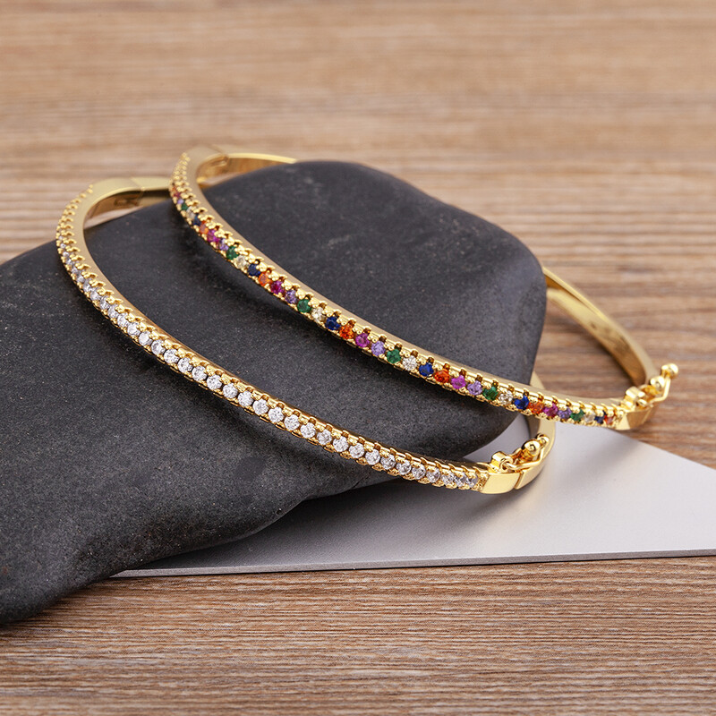 Nidin, de calitate superioară, colorată, culoare albă, cu zirconiu cubic, brățări subțiri, brățări pentru femei, nuntă, bijuterii elegante, cadouri la modă