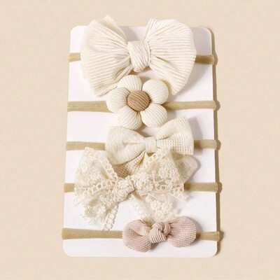 5 komada različitih dječjih traka za glavu u obliku cvijeta slatki i lijepi cvjetni dodatak za kosu dječja traka za glavu visoke elastičnosti