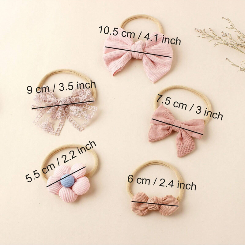 5 komada različitih dječjih traka za glavu u obliku cvijeta slatki i lijepi cvjetni dodatak za kosu dječja traka za glavu visoke elastičnosti