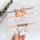 5kom/komplet Lažni cvjetovi Traka za glavu novorođenčeta Svjetlucave kožne mašne za kosu Najlonske trake Elastične trake Dodaci za vezivanje kose