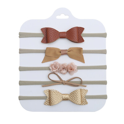 5kom/komplet Lažni cvjetovi Traka za glavu novorođenčeta Svjetlucave kožne mašne za kosu Najlonske trake Elastične trake Dodaci za vezivanje kose