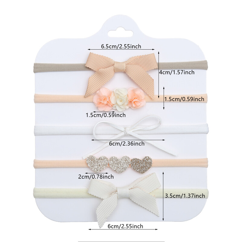 5kom/komplet Lažni cvjetovi Traka za glavu novorođenčeta Svjetlucave kožne mašne za kosu Najlonske trake Elastične trake Dodaci za vezivanje kose