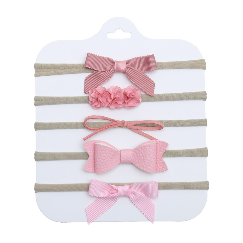 5kom/komplet Lažni cvjetovi Traka za glavu novorođenčeta Svjetlucave kožne mašne za kosu Najlonske trake Elastične trake Dodaci za vezivanje kose