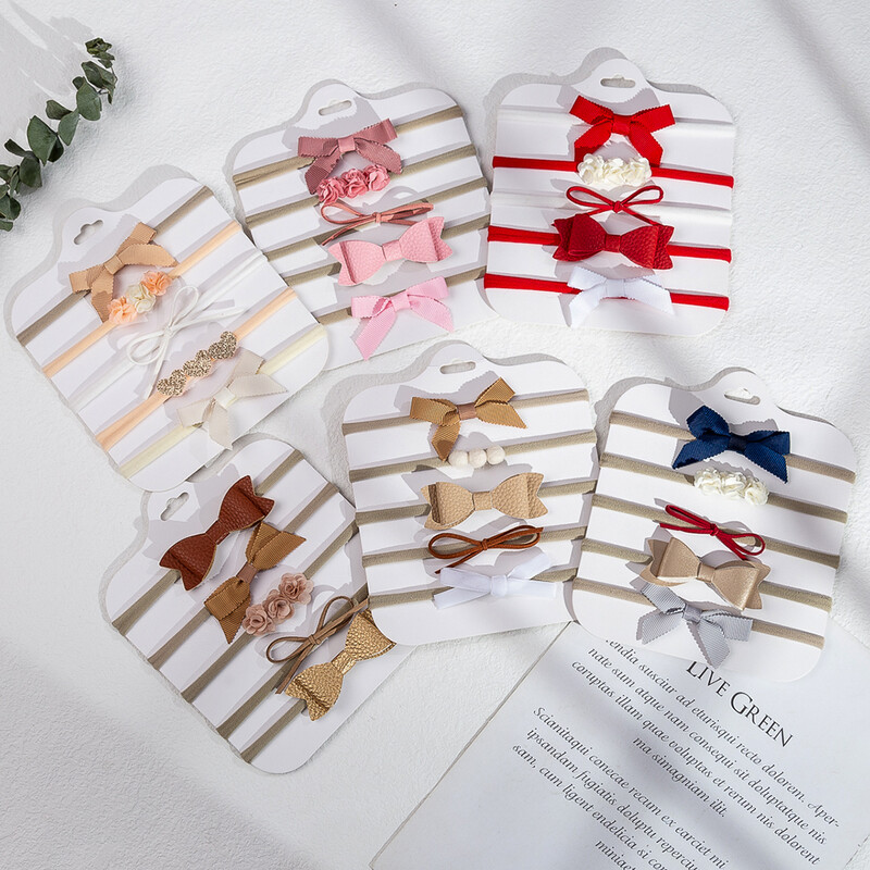 5kom/komplet Lažni cvjetovi Traka za glavu novorođenčeta Svjetlucave kožne mašne za kosu Najlonske trake Elastične trake Dodaci za vezivanje kose