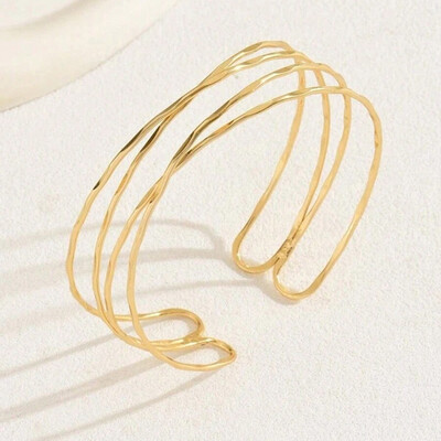 Obega korejska višeslojna zlatna manžetna narukvica za žene Punk stilska metalna narukvica Ministički dizajn Ins dnevna odjeća Nakit za zabave