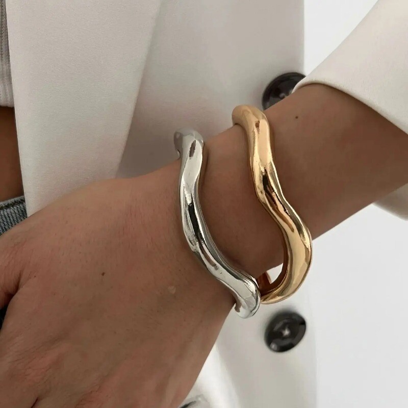 2 bucăți brățări vintage cu manșetă, punk, auriu, culoare argintie, geometrice, din metal, pentru femei, brățări, pentru petrecere, bijuterii rafinate, cadouri