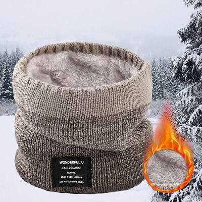 Eșarfă de iarnă pentru bărbați Bandana inel fleece tricotată eșarfă solidă caldă femei Încălzitor de gât Cașmir gros Batista fierbinte Mască de schi