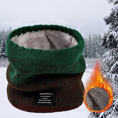 Eșarfă de iarnă pentru bărbați Bandana inel fleece tricotată eșarfă solidă caldă femei Încălzitor de gât Cașmir gros Batista fierbinte Mască de schi