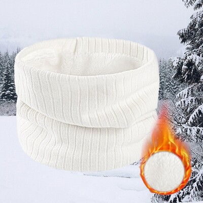 Eșarfă de iarnă pentru bărbați Bandana inel fleece tricotată eșarfă solidă caldă femei Încălzitor de gât Cașmir gros Batista fierbinte Mască de schi