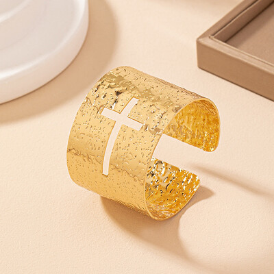 2024. Nove Punk Uworld teksturirane zlatne narukvice od nehrđajućeg čelika s podesivom manžetom i narukvicama s privjescima za žene Unikatni poklon nakita