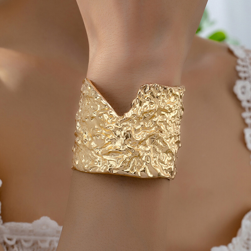 2024. Nove Punk Uworld teksturirane zlatne narukvice od nehrđajućeg čelika s podesivom manžetom i narukvicama s privjescima za žene Unikatni poklon nakita