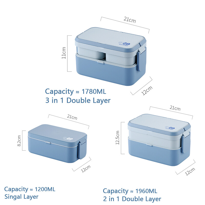 METKA pikniku lõunakarp Magic 3in1 kahekihiline mikrolaineahjuga Bento Box toidu hoiukonteinerid kooli laste lõunakarbid lastele