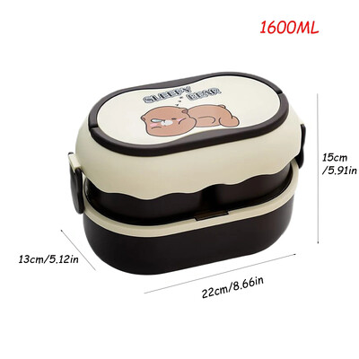 Cutie de prânz Cutie Bento pentru copii Bol pentru supă cu lingură și betisoare Recipient pentru prânz Cutie de depozitare pentru alimente, care se poate microunde pentru prevenirea mirosurilor