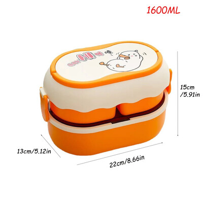 Cutie de prânz Cutie Bento pentru copii Bol pentru supă cu lingură și betisoare Recipient pentru prânz Cutie de depozitare pentru alimente, care se poate microunde pentru prevenirea mirosurilor