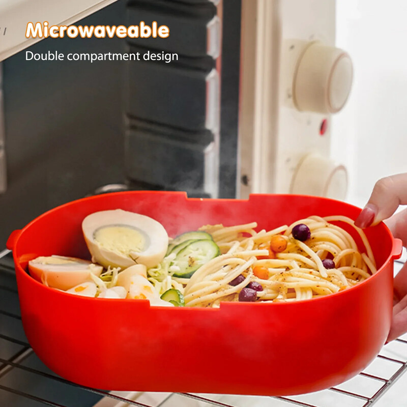 Cutie de prânz Cutie Bento pentru copii Bol pentru supă cu lingură și betisoare Recipient pentru prânz Cutie de depozitare pentru alimente, care se poate microunde pentru prevenirea mirosurilor