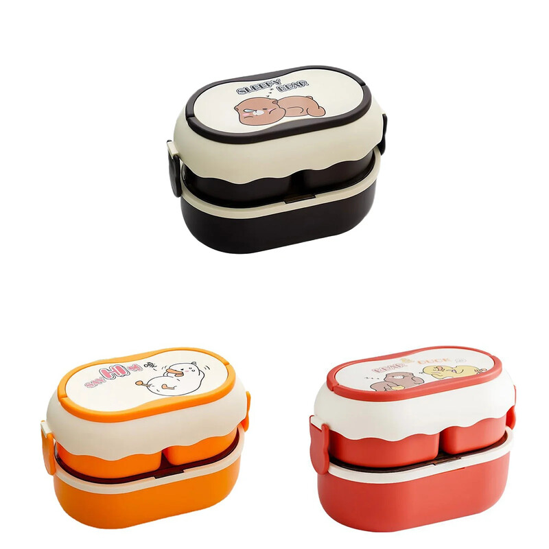Cutie de prânz Cutie Bento pentru copii Bol pentru supă cu lingură și betisoare Recipient pentru prânz Cutie de depozitare pentru alimente, care se poate microunde pentru prevenirea mirosurilor