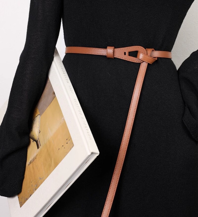 Cureaua de piele pentru femei la modă Cureaua de rochie Curele subțire de modă Curea cu nod în talie din piele, fără cataramă, centură decorativă înnodata