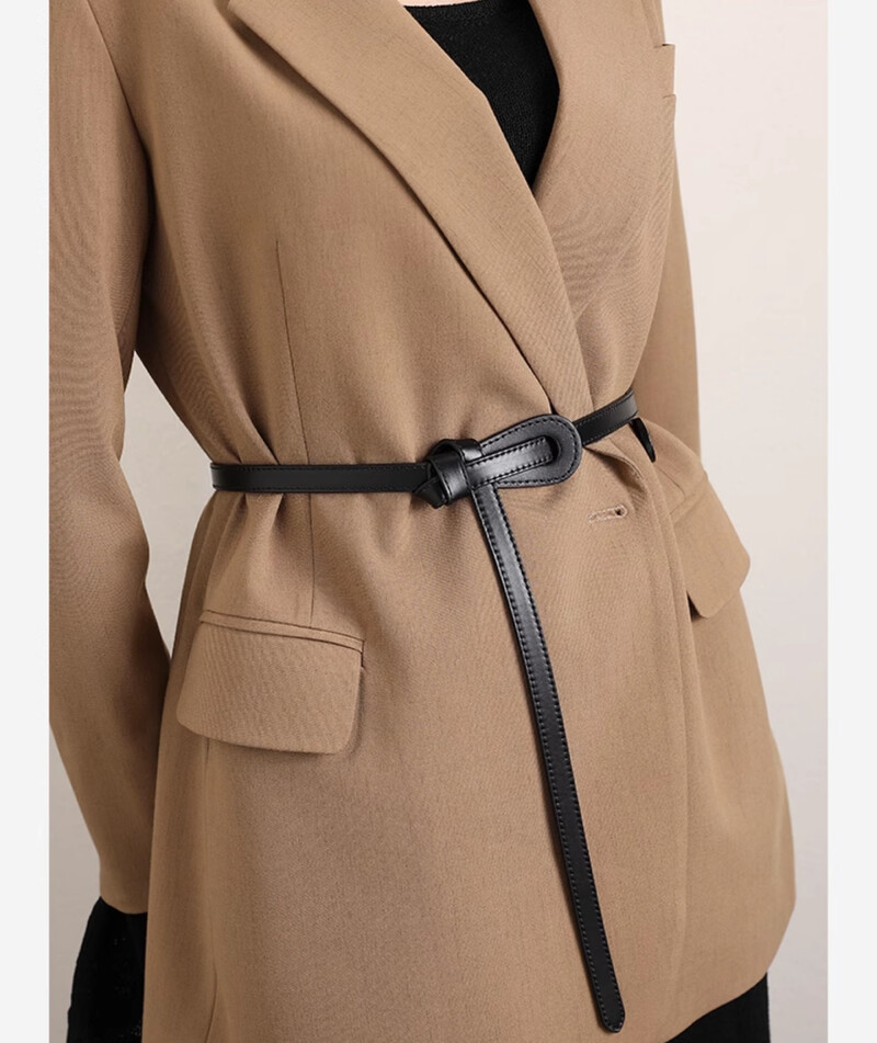 Cureaua de piele pentru femei la modă Cureaua de rochie Curele subțire de modă Curea cu nod în talie din piele, fără cataramă, centură decorativă înnodata