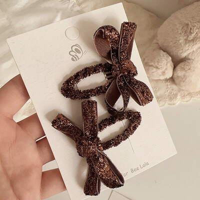 2 bucăți/set copii ac de păr Crăciun auriu strălucitor serie copii drăguț simplu fundă BB clip breton accesorii de păr pentru copii