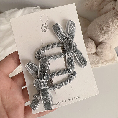 2 bucăți/set copii ac de păr Crăciun auriu strălucitor serie copii drăguț simplu fundă BB clip breton accesorii de păr pentru copii