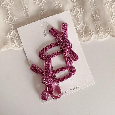 2 bucăți/set copii ac de păr Crăciun auriu strălucitor serie copii drăguț simplu fundă BB clip breton accesorii de păr pentru copii