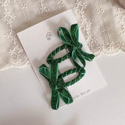 2 bucăți/set copii ac de păr Crăciun auriu strălucitor serie copii drăguț simplu fundă BB clip breton accesorii de păr pentru copii