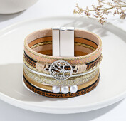 Višeslojna boemska ženska magnetska narukvica od modne ručne izrade od pletene privjeske Drvo života od imitacije bisera