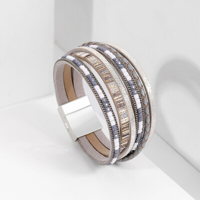 Boemska narukvica novog stila, ručno tkana kožna narukvica za žene, djevojčice, magnetska kopča, modne narukvice, nakit